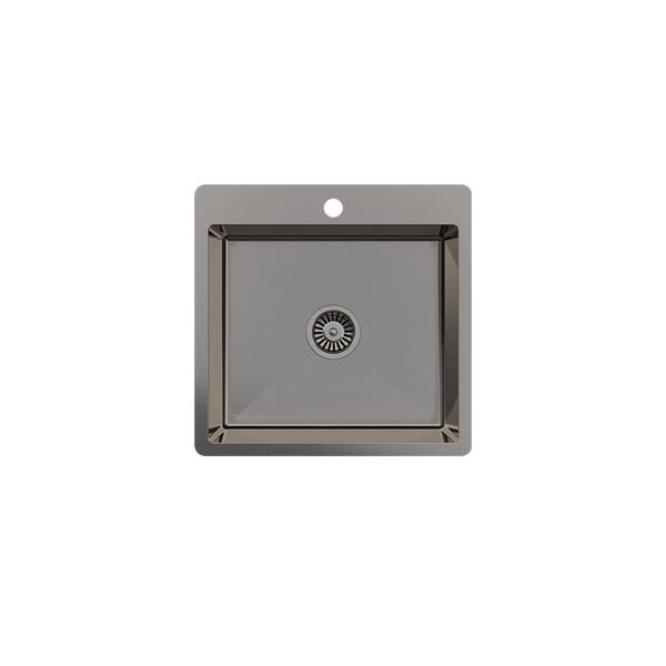 Leo 510x500 Single Bowl Tap Landing Sink Brushed Gunmetal