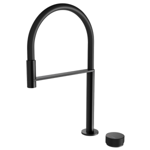 Axia Matte Black Hob Sink Mixer Set Flexible Hose 230mm - Matte Black