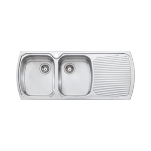 Monet Double Bowl Topmount Sink With Drainer Left Stainless Steel - Stainless Steel