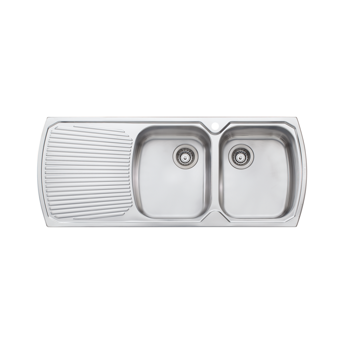 Monet Double Bowl Topmount Sink With Drainer Right Stainless Steel