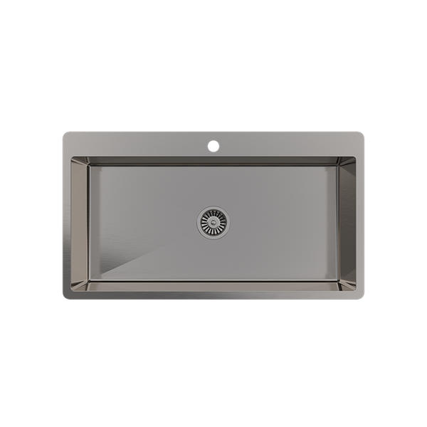 Mila 900x500 XXLarge Single Bowl Tap Landing Sink Brushed Gunmetal