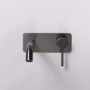 Mira Brushed Gunmetal Wall Mixer and Spout - Brushed Gunmetal