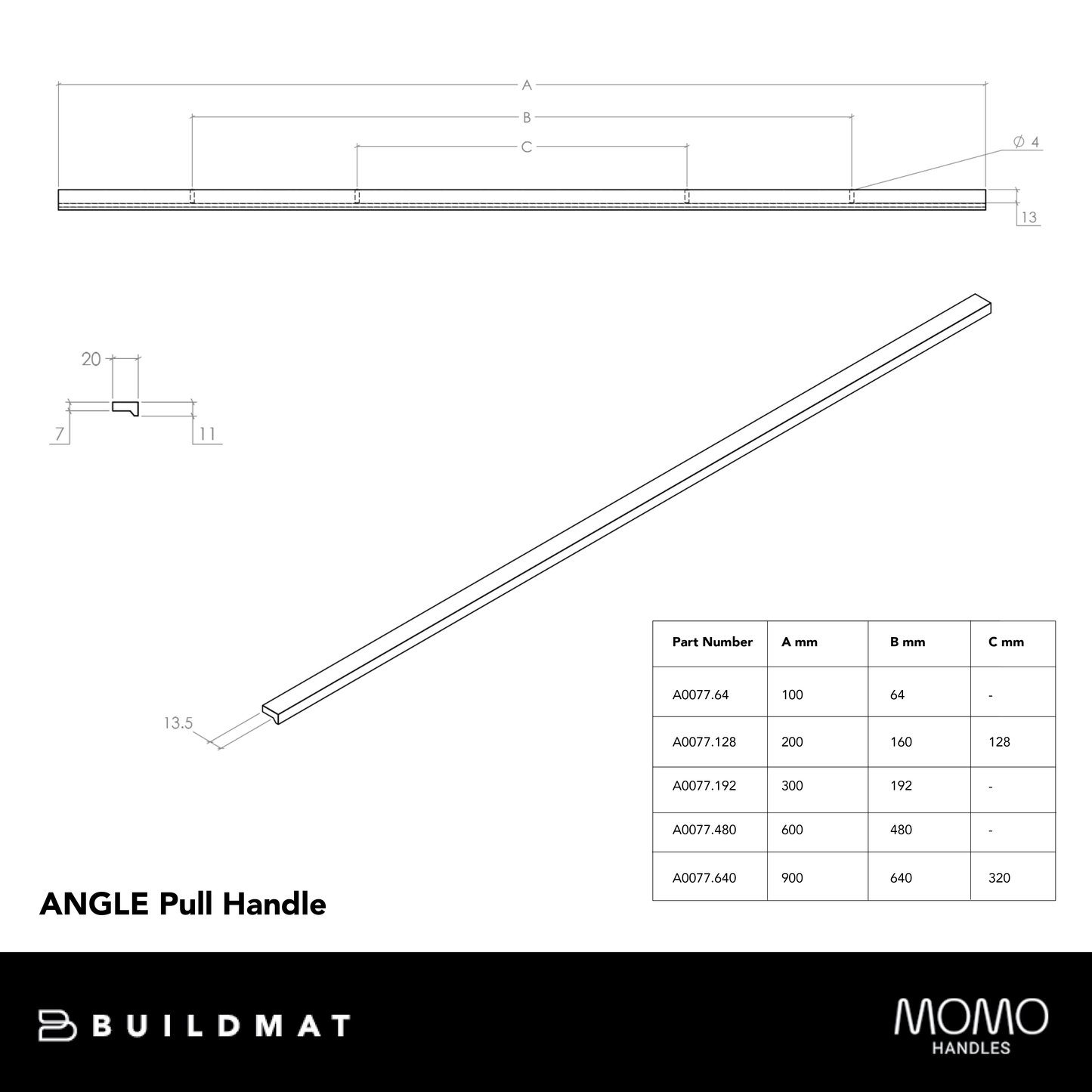 Momo Angle Pull Handle 128mm Metallic Golden Brown