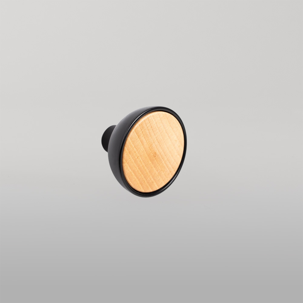 Momo Bol Knob 45mm Matte Black and Beech Wood