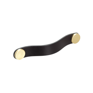 Momo Flexa Leather D Handle 160mm Black With Brass Buttons - Black