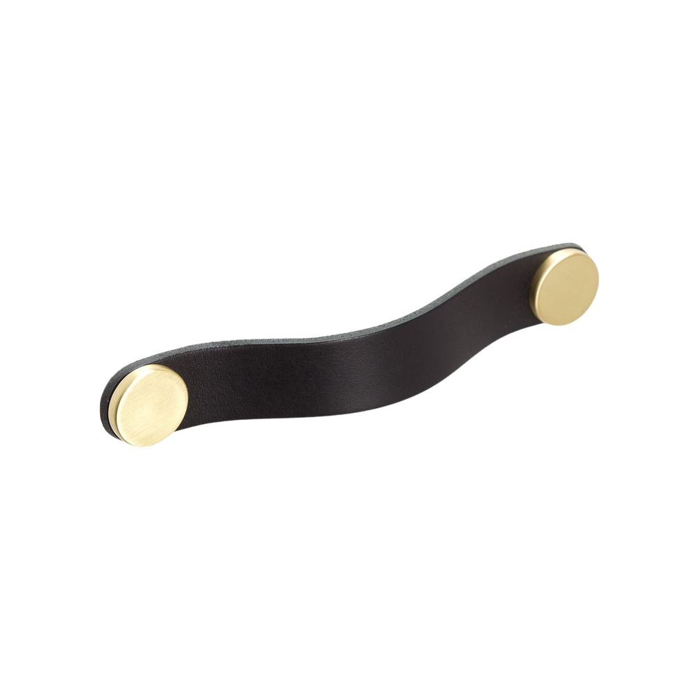 Momo Flexa Leather D Handle 160mm Black With Brass Buttons