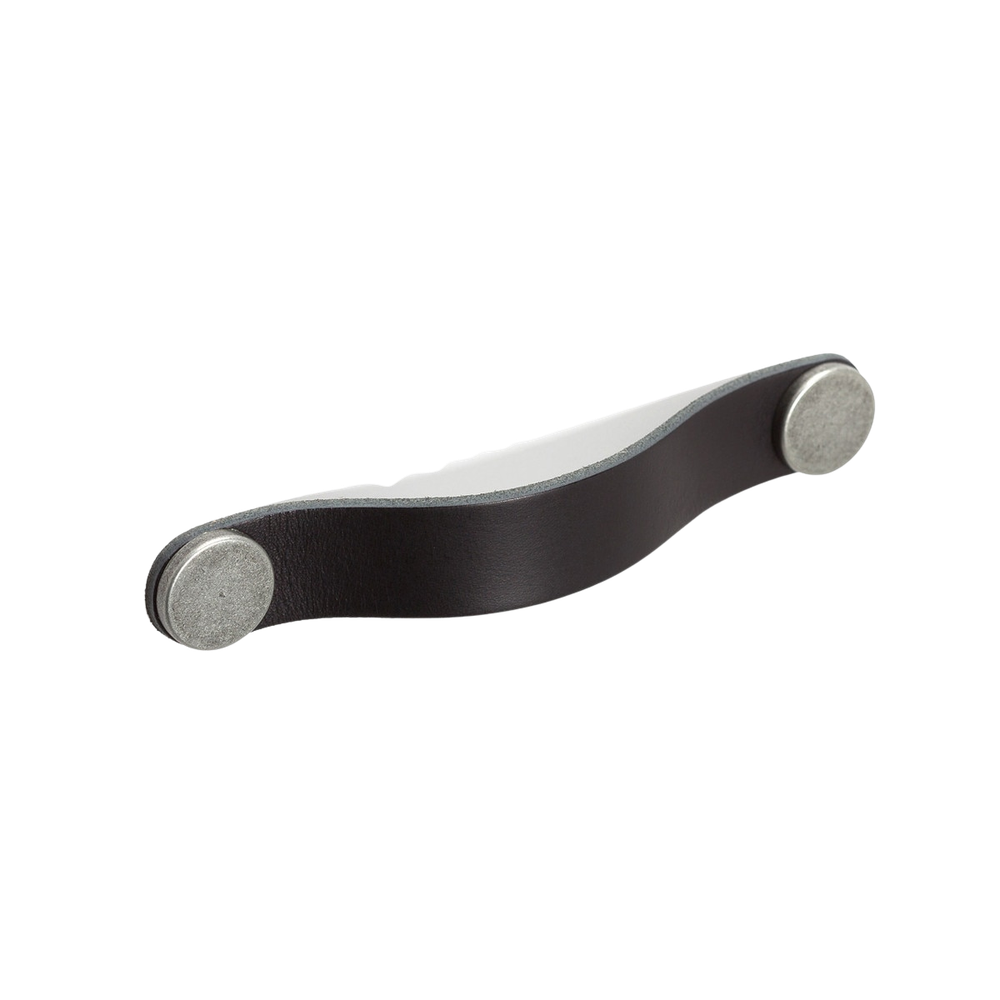 Momo Flexa Leather D Handle 160mm Black With Pewter Buttons