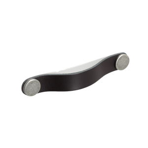 Momo Flexa Leather D Handle 160mm Black With Pewter Buttons - Black