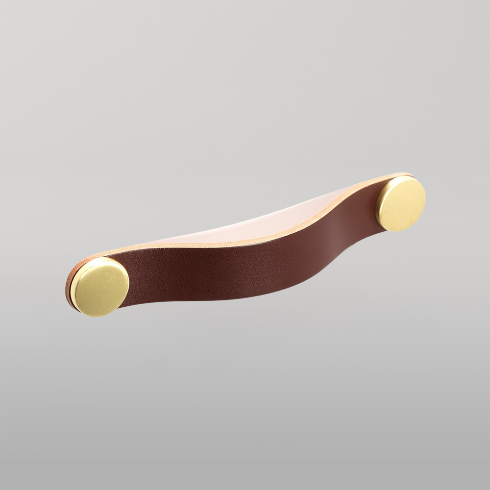 Momo Flexa Leather D Handle 160mm Dark Brown With Brass Buttons