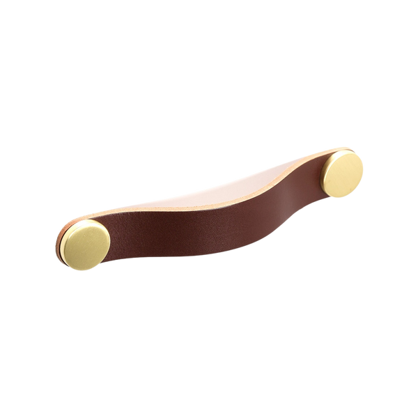 Momo Flexa Leather D Handle 160mm Dark Brown With Brass Buttons