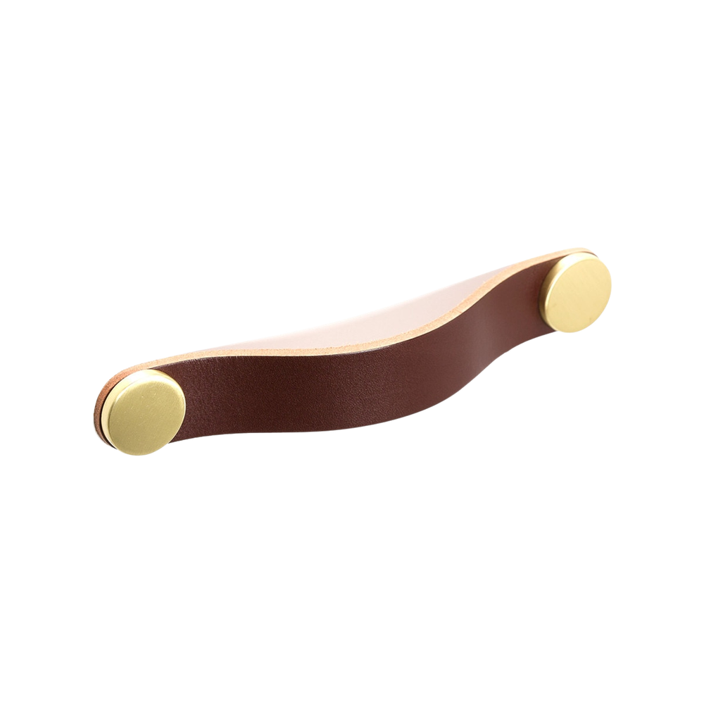 Momo Flexa Leather D Handle 160mm Dark Brown With Brass Buttons