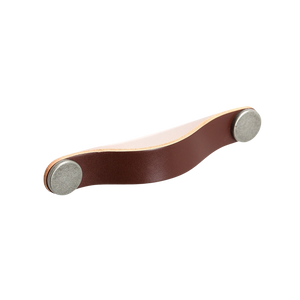 Momo Flexa Leather D Handle 160mm Dark Brown With Pewter Buttons - Dark Brown