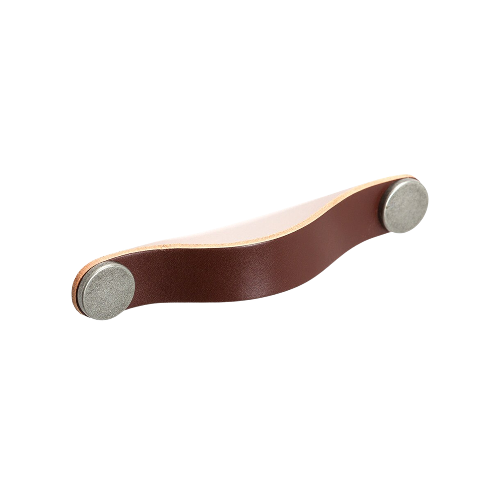 Momo Flexa Leather D Handle 160mm Dark Brown With Pewter Buttons