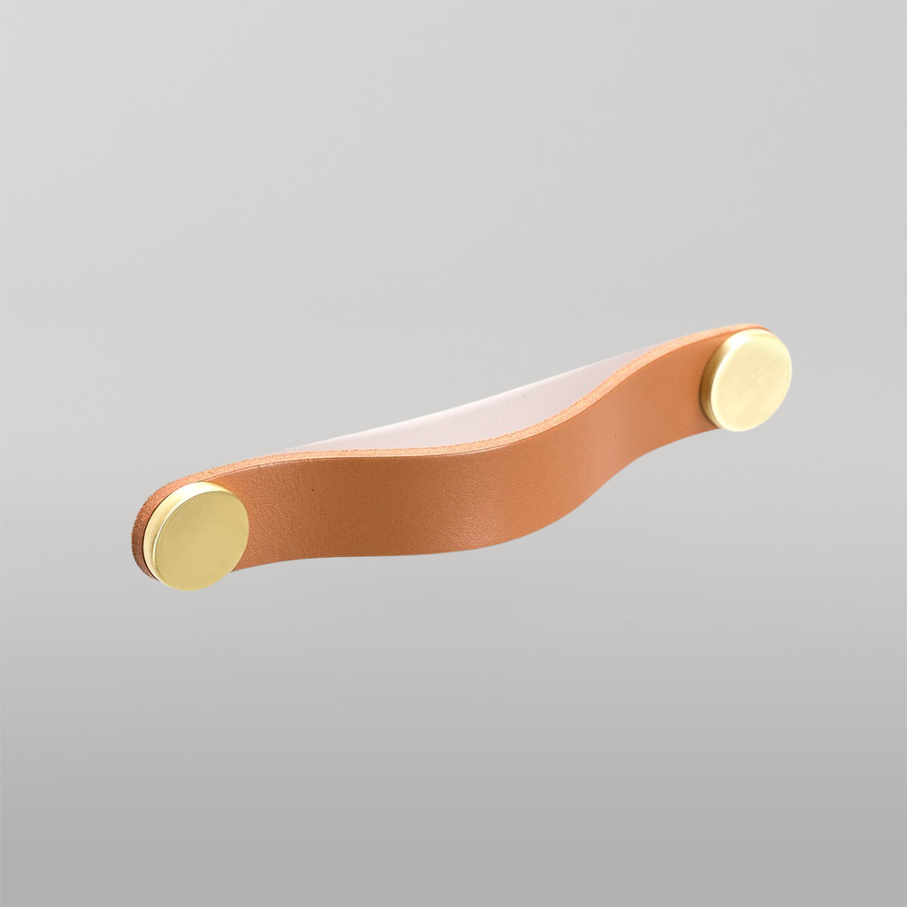 Momo Flexa Leather D Handle 160mm Light Tan With Brass Buttons