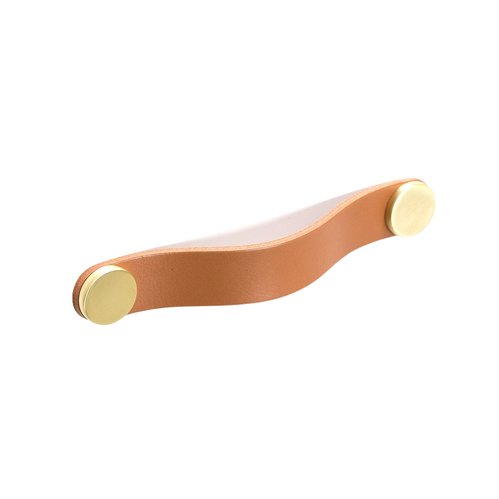 Momo Flexa Leather D Handle 160mm Light Tan With Brass Buttons