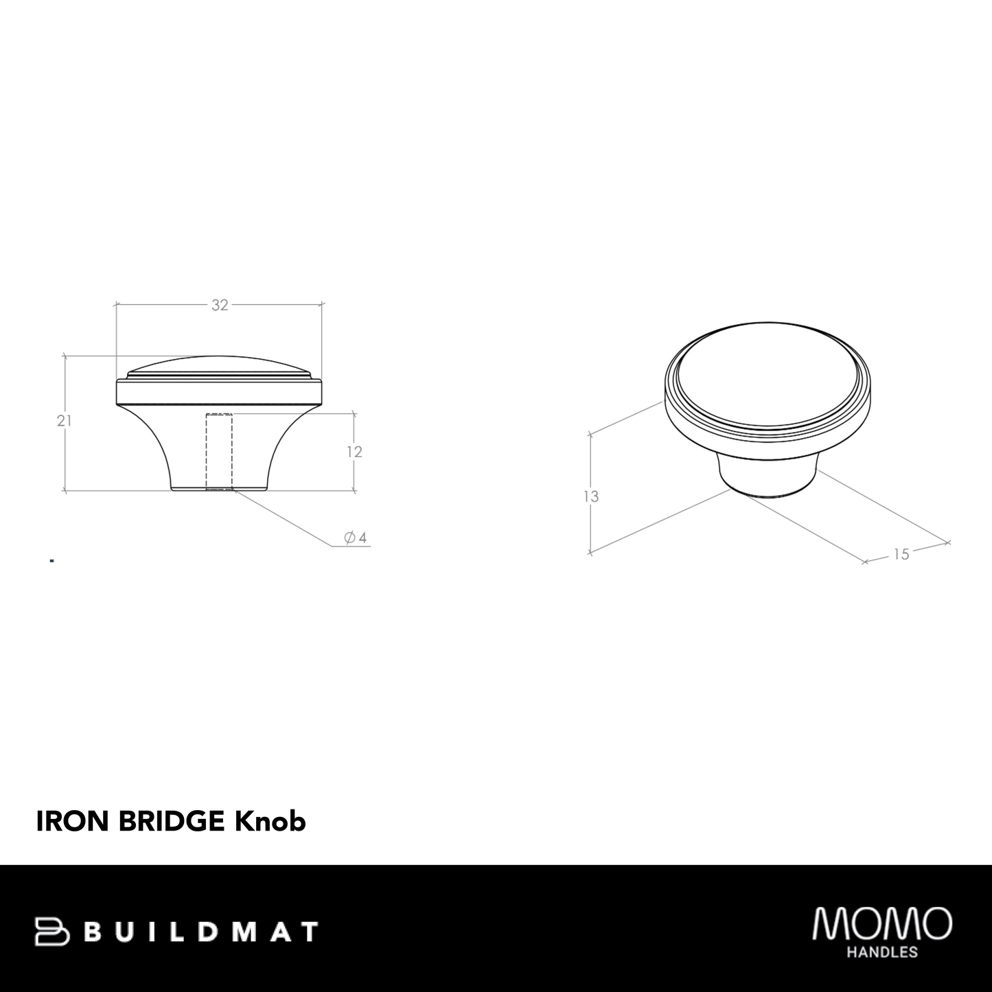 Momo Iron Bridge Knob 32mm Natural Iron