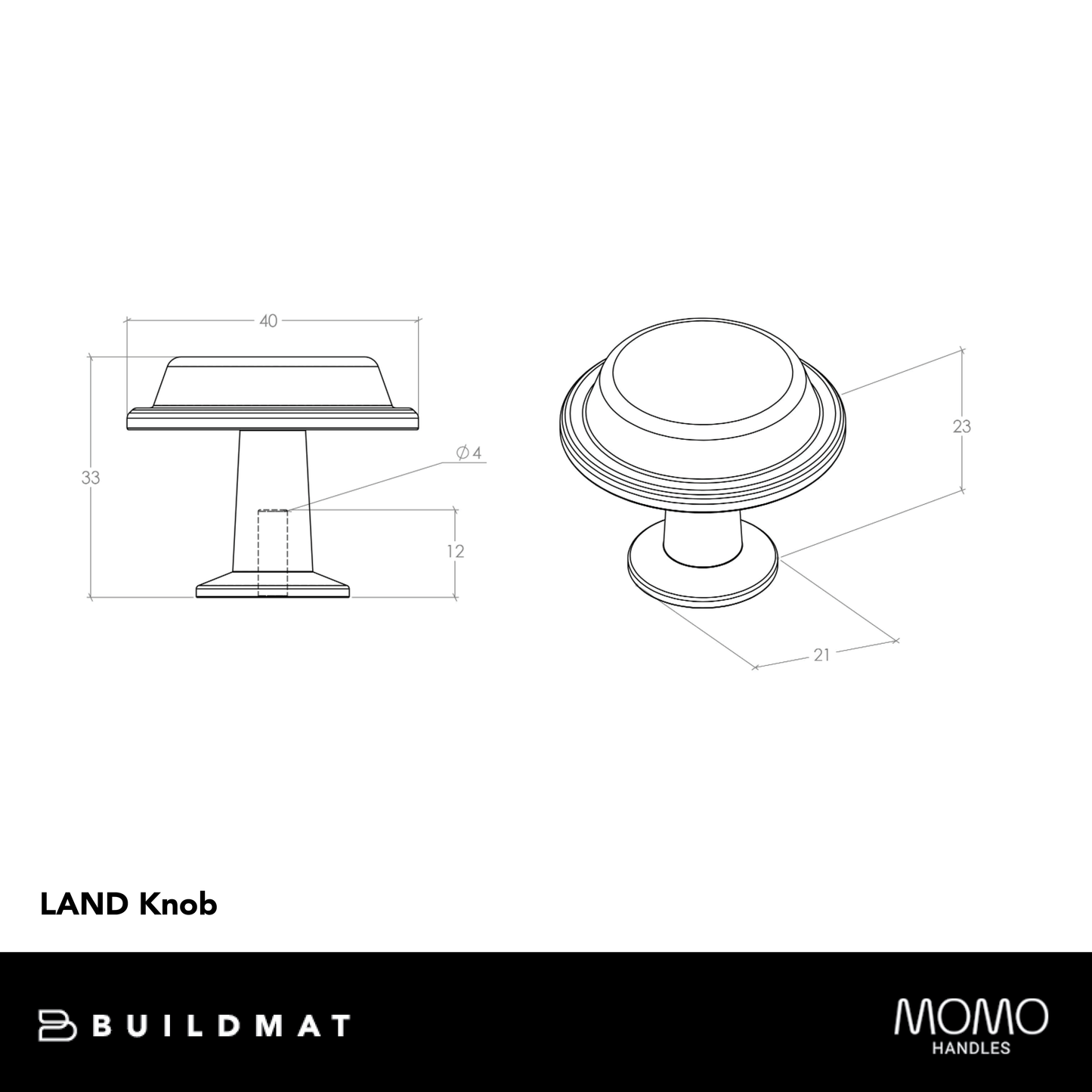 Momo Land Knob 40mm Matte Black
