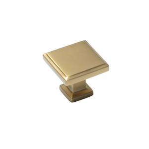Momo Lucca Square Knob 30mm Brushed Satin Brass - Brushed Satin Brass