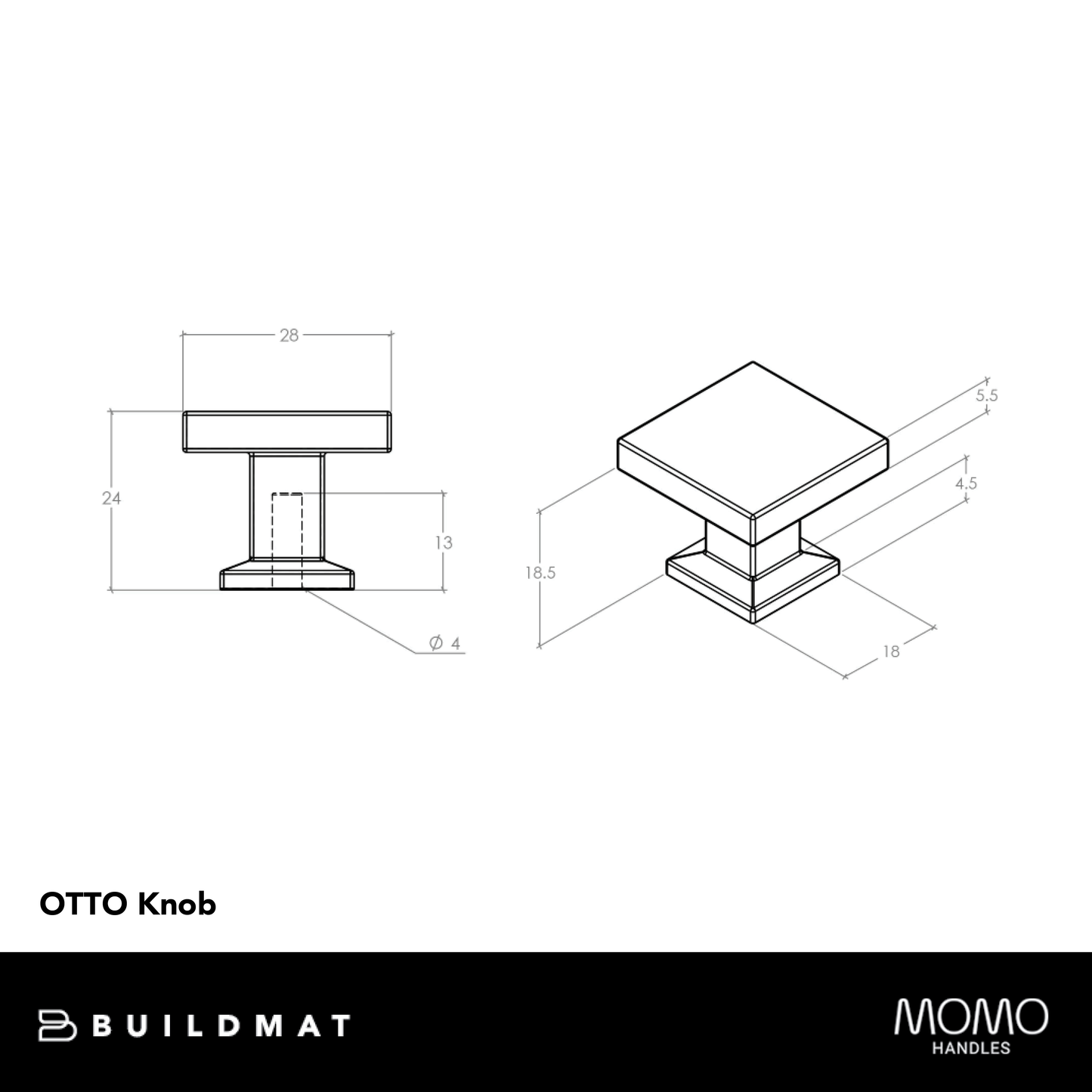 Momo Otto Knob 28mm Matte Black