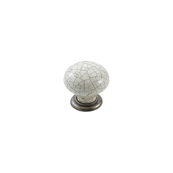 Momo Trianon Round Knob 35mm Cream Crackle & Antique Brass