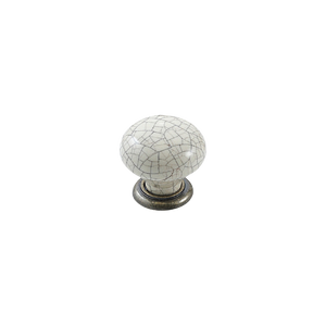 Momo Trianon Round Knob 35mm Cream Crackle & Antique Brass - Cream Crackle