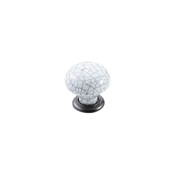 Momo Trianon Round Knob 35mm White Crackle & Pewter