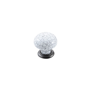 Momo Trianon Round Knob 35mm White Crackle & Pewter - White Crackle