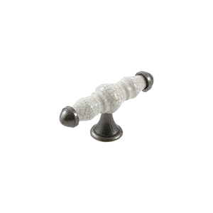 Momo Trianon T Knob 90mm Crackle & Antique Brass - Cream Crackle