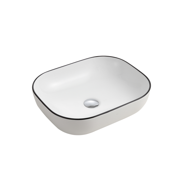 Naples Black Line Counter Top Basin White