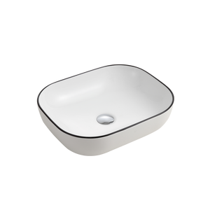 Naples Black Line Counter Top Basin White - White