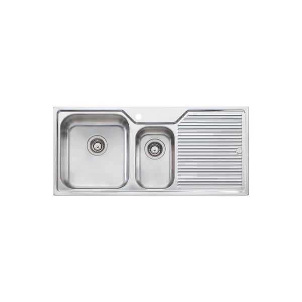 Nu-Petite 1 And 1/2 Bowl Topmount Sink With Drainer Left Stainless Steel