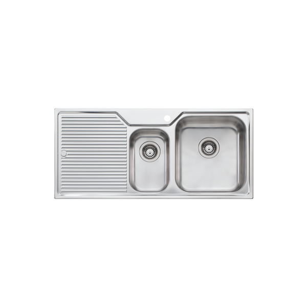 Nu-Petite 1 And 1/2 Bowl Topmount Sink With Drainer Right Stainless Steel