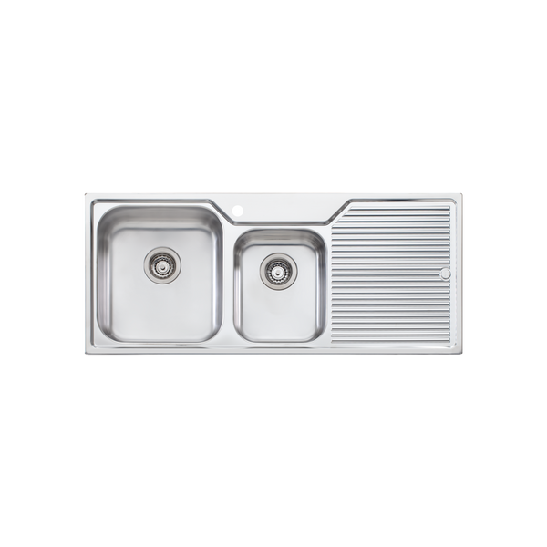Nu-Petite 1 And 3/4 Bowl Topmount Sink With Drainer Left Stainless Steel