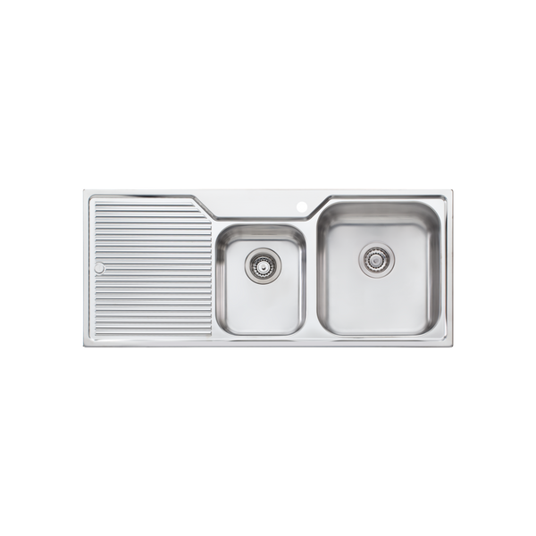 Nu-Petite 1 And 3/4 Bowl Topmount Sink With Drainer Right Stainless Steel