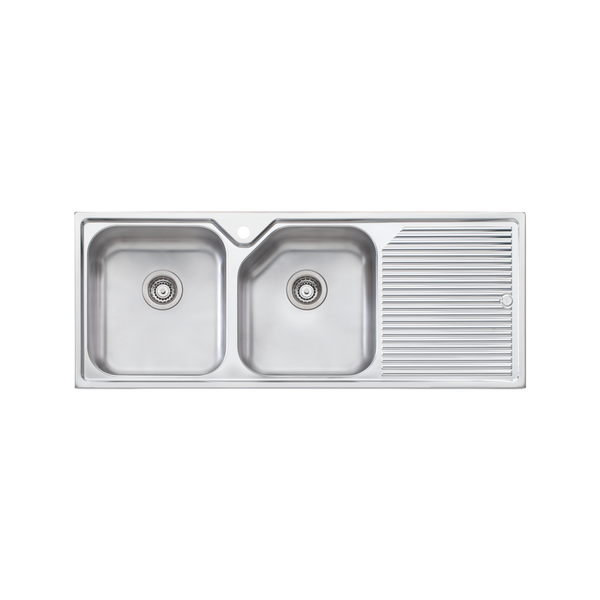 Nu-Petite Double Bowl Topmount Sink With Drainer Left Stainless Steel