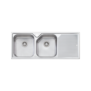 Nu-Petite Double Bowl Topmount Sink With Drainer Left Stainless Steel - Stainless Steel