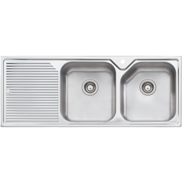 Nu-Petite Double Bowl Topmount Sink With Drainer Right Stainless Steel