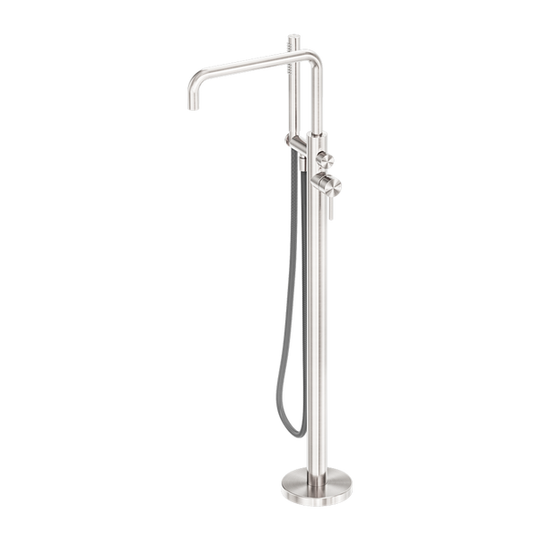 Zen Freestanding Bath Mixer With Outdoor Shower Hose Brushed Nickel