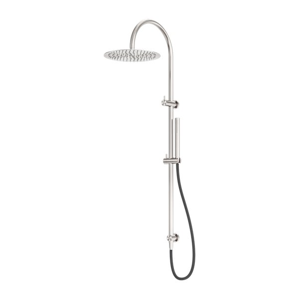 Zen Twin Shower With Outdoor Shower Hose Brushed Nickel