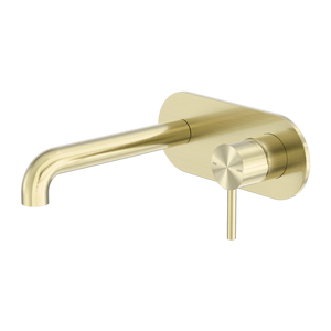 Zen Wall Basin/Bath Mixer 185mm Spout Brushed Gold - Brushed Gold