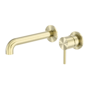 Zen Wall Basin/Bath Mixer Separate Back Plate 230mm Spout Brushed Gold - Brushed Gold