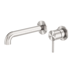 Zen Wall Basin/Bath Mixer Separate Back Plate 185mm Spout Brushed Nickel - Brushed Nickel