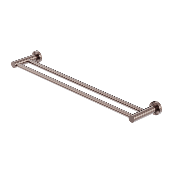 Mecca Double Towel Rail 800mm Brushed Bronze