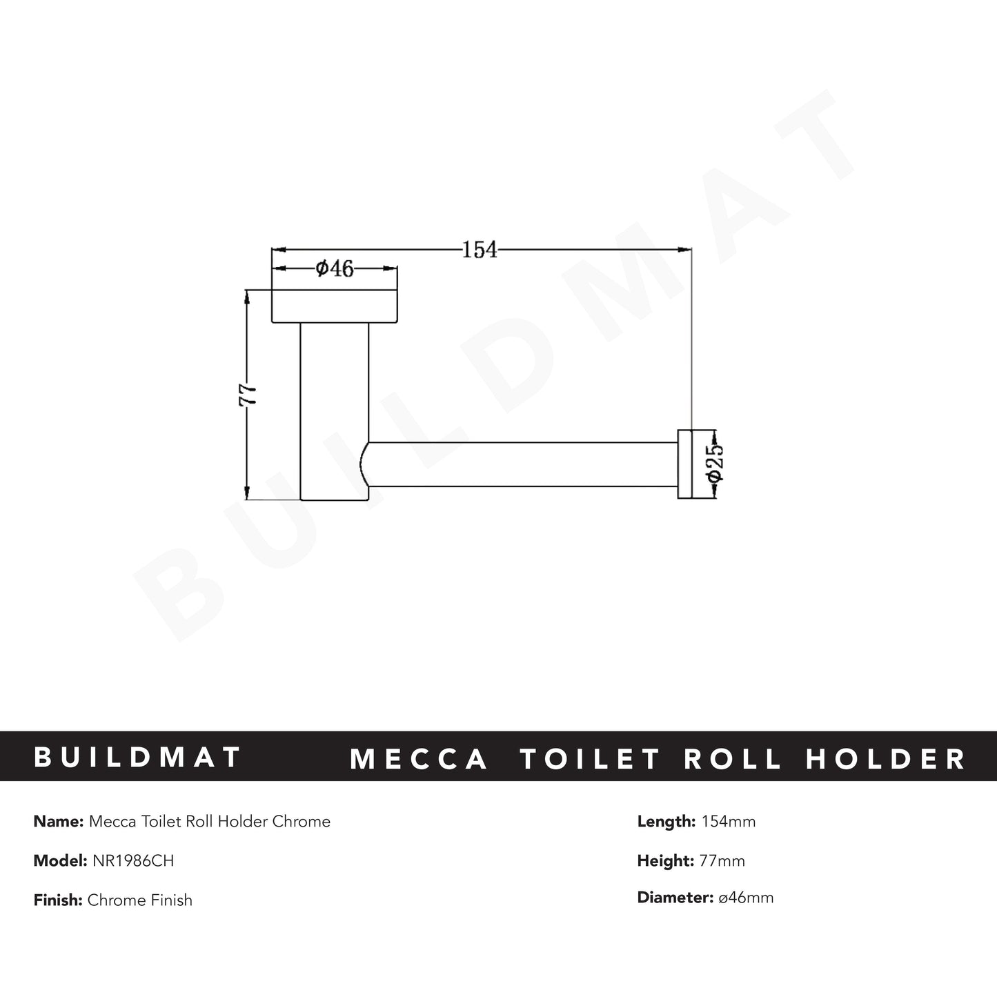 Mecca Toilet Roll Holder Chrome