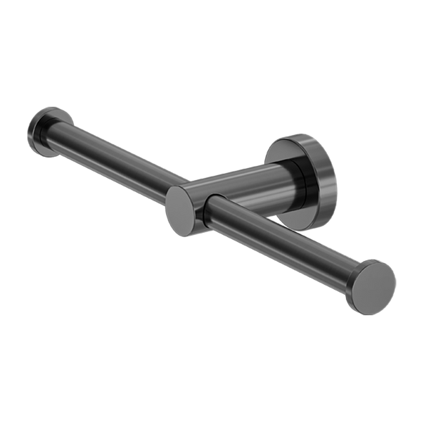 Mecca Double Toilet Roll Holder Brushed Gunmetal
