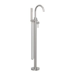 Mecca Round Freestanding Mixer with Hand Shower Brushed Nickel - Brushed Nickel