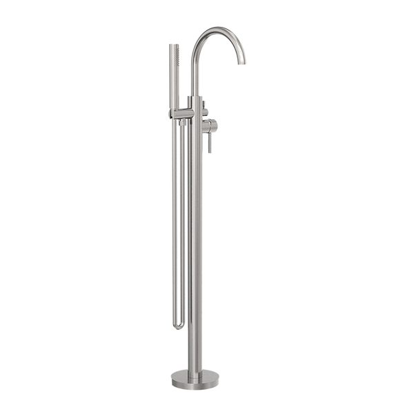 Mecca Round Freestanding Mixer with Hand Shower Brushed Nickel