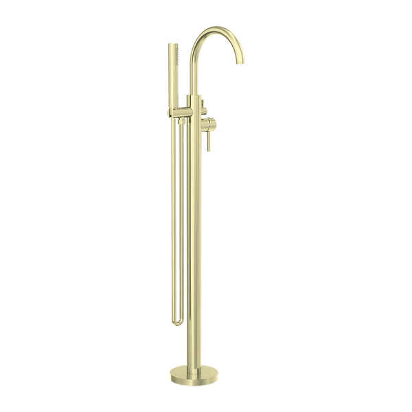 Mecca Round Freestanding Mixer with Hand Shower Brushed Gold
