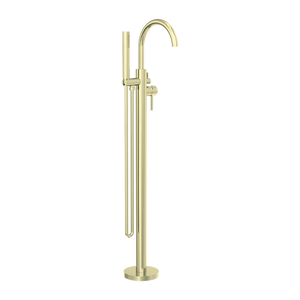 Mecca Round Freestanding Mixer with Hand Shower Brushed Gold - Brushed Brass Gold