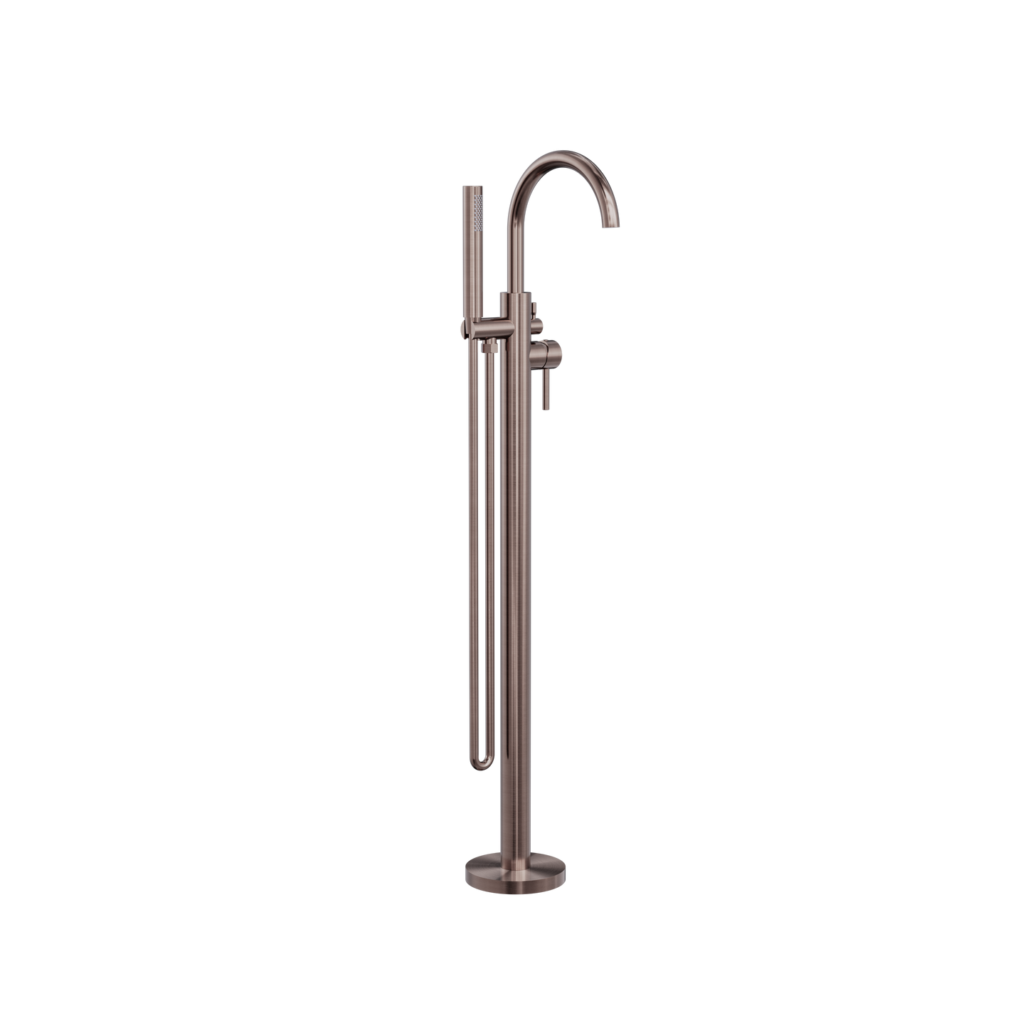 Mecca Round Freestanding Mixer With Hand Shower Brushed Bronze